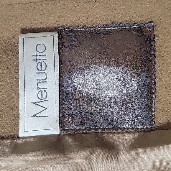 Vintage Menuetto Caramel Cream Cashmere Blend wool hooded Coat Measures L-XL - Picture 10 of 13